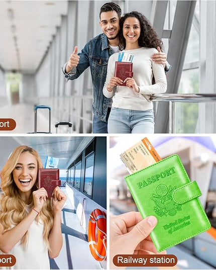 Herain Passport Holder for Travel Cruise Essentials, 2 Pcs Passport Cover Wallet Case Travel Gifts Women Men Family, RFID Passports Book Card Holders Travels Accessories Must Haves