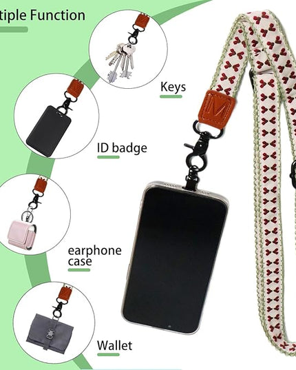Adjustable Lanyard for Phone, Camera, Name Tags, ID card, Keychain and Wristlet Straps with 2 phone pads(Black)