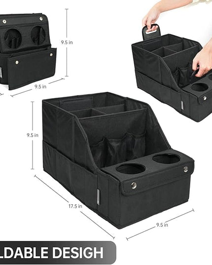 MULISOFT Car Seat Organizer- Backseat Car Organizer with 11 Storages Compartments and 2 Cup Holders, Organizers and Storage, Front Seat for Travel Kids,Black