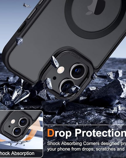 Hython Case for iPhone 11 Case Magnetic Translucent Matte Phone Cases 6.1" [Compatible with MagSafe] Thin Slim Fit Shockproof Bumper Hard Protective Cover for Women Men Girls, Frosted Black