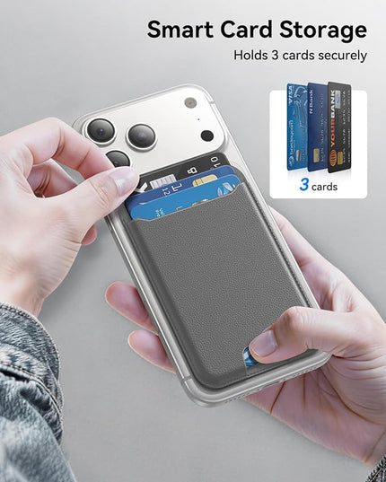 TWZKG for MagSafe Wallet, 3 Card Holder, Slim Magnetic Phone Wallet for iPhone 17/16/15/14/13/12 Pro Max Plus Air Series,RFID Blocking Vegan Leather,Titanium Grey