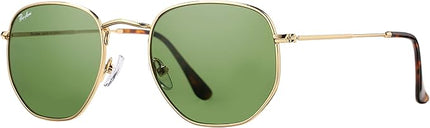 Pro Acme Small Square Sunglasses for Women Men 100% Real Glass Lens Hexagonal Frame