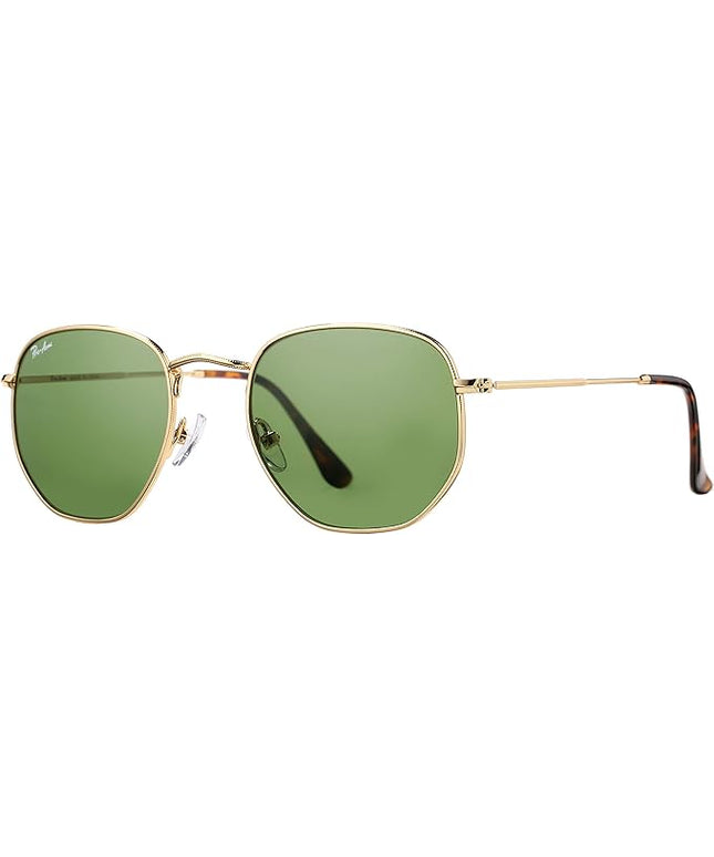 Pro Acme Small Square Sunglasses for Women Men 100% Real Glass Lens Hexagonal Frame