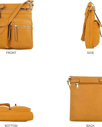 SG SUGU Katie Lightweight Medium Crossbody Bag Shoulder Bag with Multi Pocket for Women