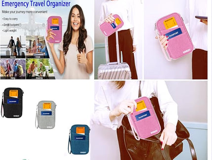 Family Passport Holder，Rfid Women Travel Wallets, Waterproof Men Passport bags Travel Document Organizer (Dark Blue)