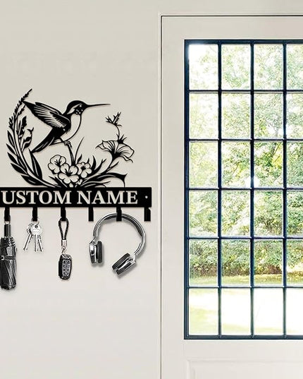 peanut case Customized Keys Holder - Personalized Birds Flower Key Hooks Wall Metal Sign Decor,Wall Holder, Garden,Door Hook (Style F)