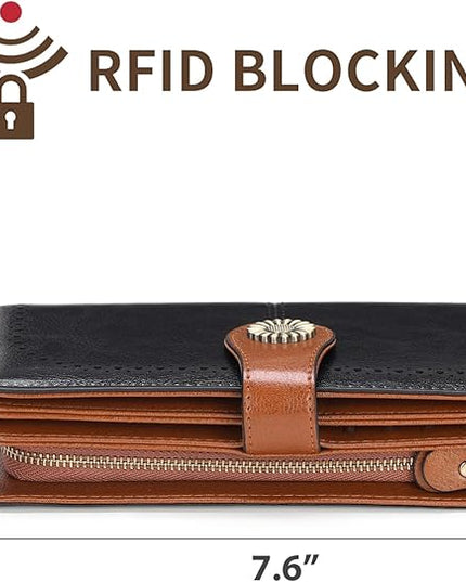 SENDEFN Wallets for Women Leather Credit Card Holder with RFID Blocking Large Capacity Wristlet | with RFID Blocking, Large Capacity, Wristlet, with RFID Blocking, Large Capacity, Wristlet