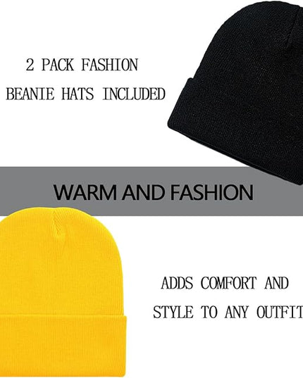 ZOORON 1&2 Pack Beanie for Men Women Slouchy Beanie Hats Winter Knit Caps Soft Ski Hat Unisex