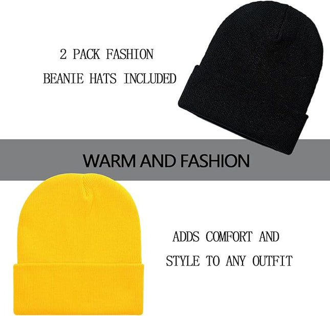 ZOORON 1&2 Pack Beanie for Men Women Slouchy Beanie Hats Winter Knit Caps Soft Ski Hat Unisex