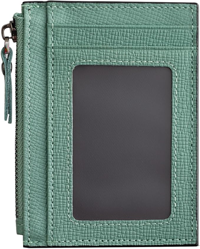 ilovever Slim Wallet for Women Small Leather RFID Blocking Credit Card Holder Minimalist Front Pocket Wallet with Coin Purses & Pouches,Green
