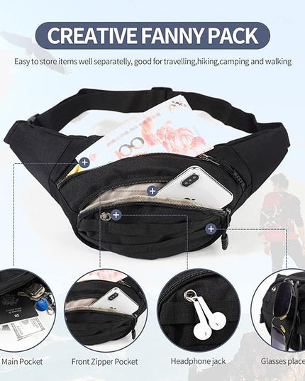 DAITET Crossbody Fanny Pack for Men&Women,Large Waist Bag & Hip Bum Bag with Adjustable Strap for Outdoors Workout Traveling Casual Running Hiking Cycling