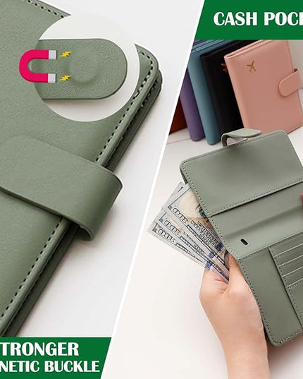 Melsbrinna Premium Leather Passport Holder Covers Case, Waterproof Rfid Blocking Travel Wallet Passport Holder with Pen Holder, Cute Passport Book for Women/Men