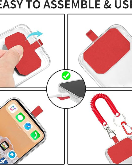 Phone Tether Lanyard Anti Theft Phone Strap with Carabiner Anti-Drop Outdoor Skiing Hiking Cycling Fishing Climbing fit iPhone and Most Cell Phones (Black+Red)