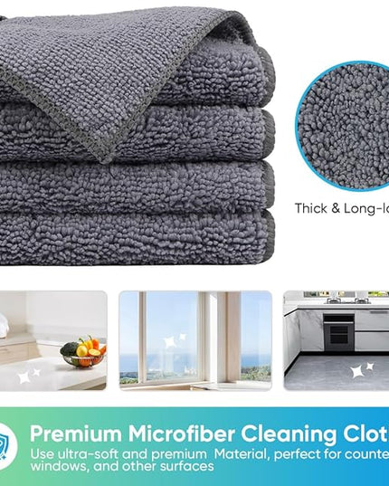 HOMEXCEL Grey Microfiber Cleaning Cloth, 12 Pack Premium Microfiber Towels for Cars, Lint Free, Scratch-Free, Highly Absorbent, Reusable Cleaning Rags for Car, Household, Kitchen, Window, 11.5"X11.5"
