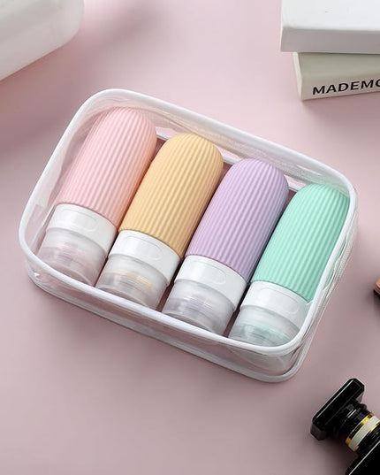 Travel Bottles for Toiletries, Tsa Approved 2oz Travel Bottles, BPA Free Leak Proof Travel Size Toiletry Containers, Refillable Travel Accessories with Toiletry Bag for Shampoo Liquid (4 Pack)