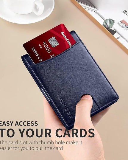 RUNBOX Slim Money Clip Wallets for Men RFID Blocking 11 Card Holder Minimalist Small Leather Bifold Men's Front Pocket Wallet Gift Box