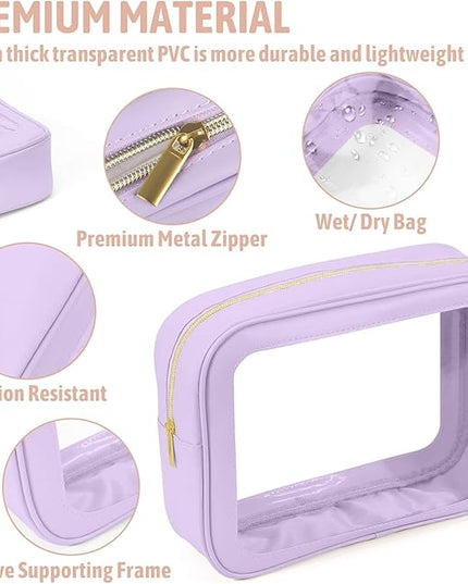 5PCS Diaper Bag Organizer Pouch Set, TSA Approved Toiletry Bag，Clear Waterproof TPU Makeup Bag Set Travel Organizer Bags for Women and Kids