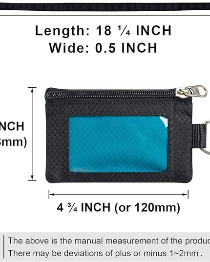 Minimalist RFID Blocking Small Wallet with ID Window,WaterResistant Zip Id Case Wallet with Lanyard Keychain for Cards,Cash,Travel,Women,Men