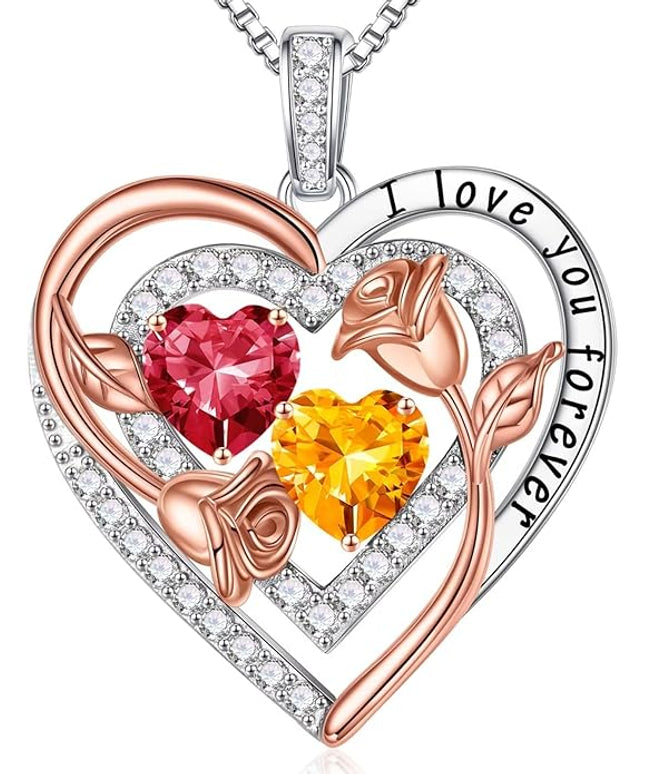 Iefil Christmas Gifts for Women - Sterling Silver Birthstone Necklace Anniversary Birthday Gifts for Her Wife Mom Daughter