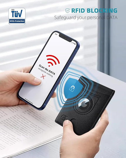 Zitahli Men's Wallets Airtag Holder Slim Rfid Leather with Gift Box