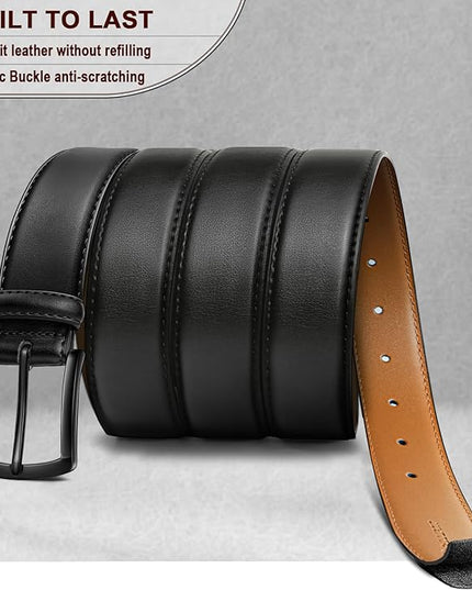 KEMISANT Men Belt 2Pack – Genuine Leather Belt for Men Dress Casual Golf Jeans 1 3/8"