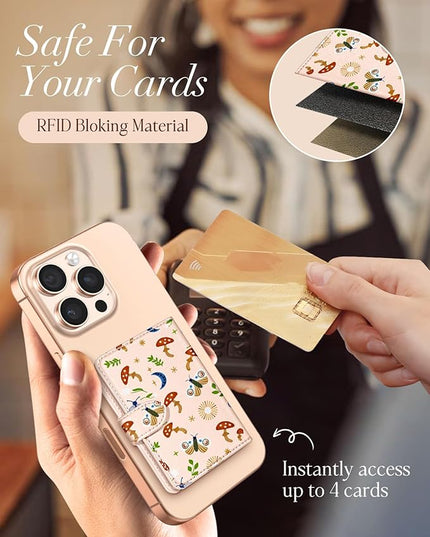 Shorogyt for Magnetic Phone Wallet Compatible with Magsafe Card Holder -Cute Luxury Slim Leather Mag Wallets for Women Fit 4 Cards,for iPhone 17/16/15/14/13/12 Series for Apple RFID Magnet, Butterfly