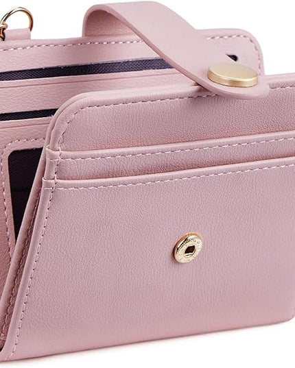 POIUGOYA Slim Wallet for Women,RFID Blocking Bifold Credit Card Holder with Zipper Coin Pocket,ID Window,Keychain