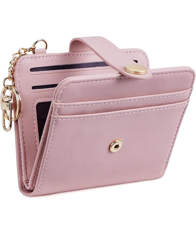 POIUGOYA Slim Wallet for Women,RFID Blocking Bifold Credit Card Holder with Zipper Coin Pocket,ID Window,Keychain