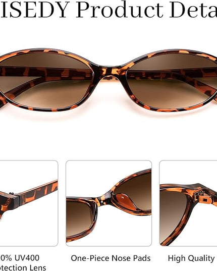 FEISEDY Retro Oval Cat Eye Sunglasses for Women 90s Narrow Lightweight Shades Y2k Trendy Sunnies B0257