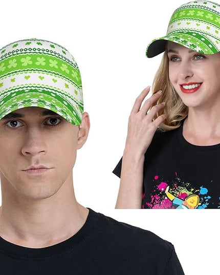 St. Patrick's Day Lucky Shamrock Hat Adjustable Irish Green Clover Baseball Cap Trucker Hat for Men Women