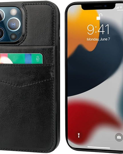 KIHUWEY Compatible with iPhone 13 Pro Max Case Wallet with Credit Card Holder, Premium Leather Magnetic Clasp Kickstand Heavy Duty Protective Cover for iPhone 13 Pro Max 6.7 Inch(Black)