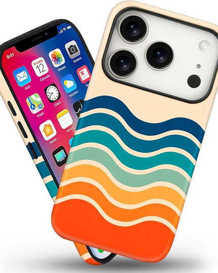Magnetic for iPhone 17 Pro Case Cute Frog Stripes Phone Case, Summer Shockproof Slim TPU and Hard PC Protective Phone Cover Compatible with MagSafe Designed for Women Girls
