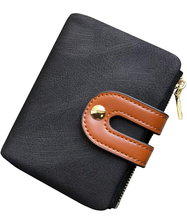 AOXONEL Women's Rfid Small Bifold Leather Wallet Ladies Mini Zipper Coin Purse id card Pocket,Slim Compact Thin