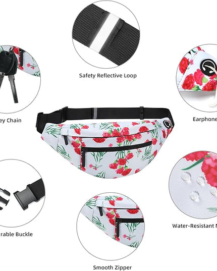 MAXTOP Large Crossbody Fanny Pack with 4-Zipper Pockets,Gifts for Enjoy Sports Festival Workout Traveling Running Casual Hands-Free Wallets Waist Pack Phone Bag Carrying All Phones