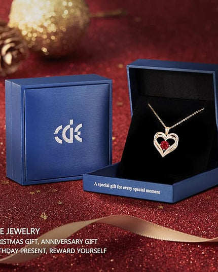 CDE Forever Love Heart Necklaces for Women, Wedding Anniversary, Birthday Mothers Day Christmas Day Gifts for Mom, Mother, Wife, friend, S925 Silver Jewelry with Birthstone Pendant