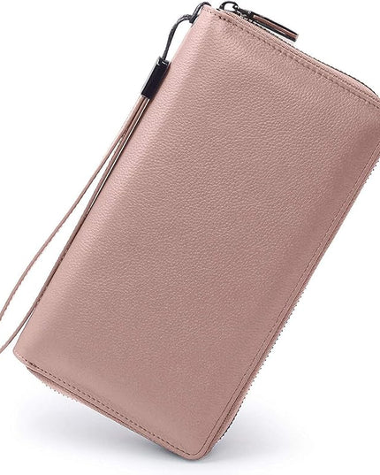 Bveyzi Women RFID Blocking Wallet Leather Zip Around Phone Clutch Large Capacity Ladies Travel Purse Wristlet | RFID Blocking, Zip Around, Large Capacity