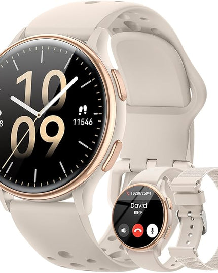 Smart Watches for Women(Answer/Make Calls), 1.27'' AMOLED Screen Activity Trackers with Heart Rate/Sleep/SpO2 Monitor, Smartwatch for iPhone/Samsung/Android, 120+ Sport Modes IP68 Fitness Watch 3Bands