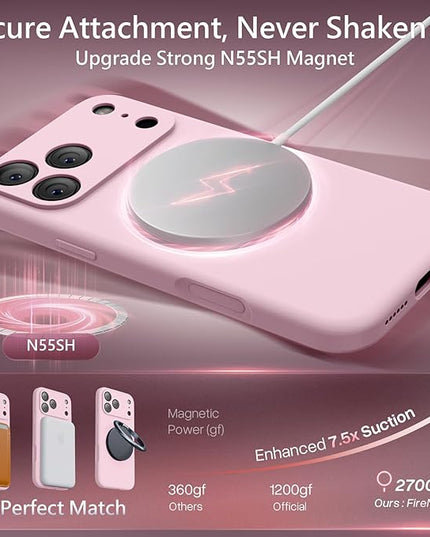 FireNova Magnetic for iPhone 17 Pro Case, Compatible with MagSafe, [Integrated Silicone Camera Control Button] [Camera Protection] Anti-Scratch Microfiber Lining Phone Case, 6.3", Chalk Pink