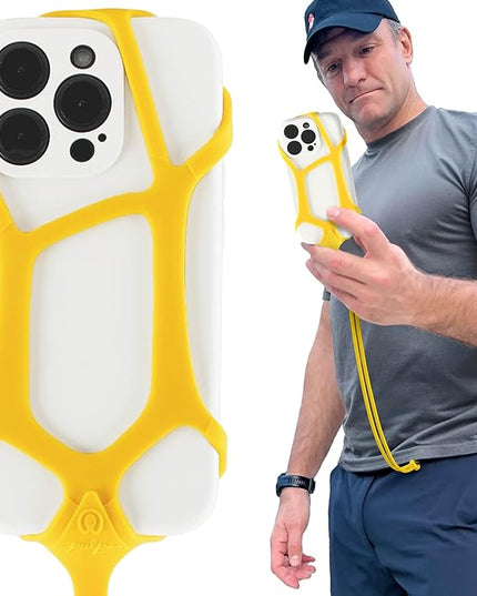 Pulpo Safety Cell Phone Lanyard Yellow Fits Smartphones 6.1" to 6.8” - Anti Theft Phone Strap for Men & Women, Lanyards for Phones, Hiking Phone Holder & Cellphone Lanyard,Silicone Crossbody Straps