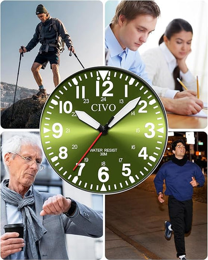 CIVO Analog Wrist Watches for Men: Waterproof Stainless Steel Mens Watches - Silver Watch with Easy Read Dial Men's Watch for Gift