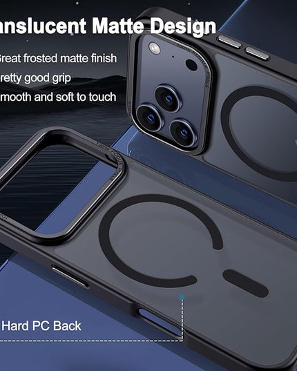 Hython Case for iPhone 17 Pro Case Magnetic Translucent Matte Phone Cases 6.3" [Compatible with MagSafe] Thin Slim Fit Shockproof Bumper Hard Protective Cover for Women Men Girls, Frosted Black