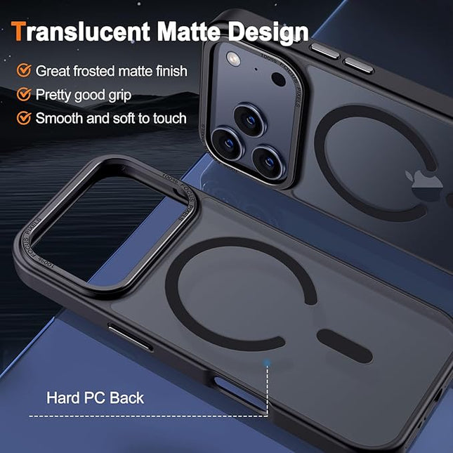 Hython Case for iPhone 17 Pro Case Magnetic Translucent Matte Phone Cases 6.3" [Compatible with MagSafe] Thin Slim Fit Shockproof Bumper Hard Protective Cover for Women Men Girls, Frosted Black