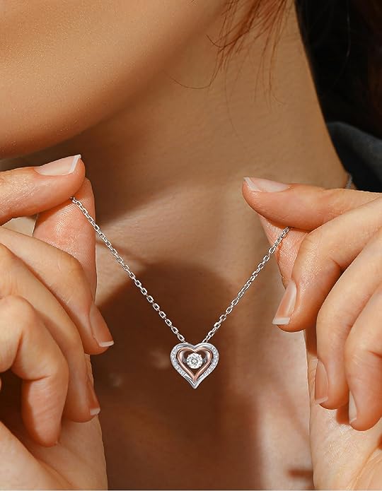 MomentWish Necklace for Women, Sparkling Gift for Her, 1Carat Moissanite Heart Pendent for Her, 925 Sterling Silver Dance Necklace for Anniversary Christmas Valentines