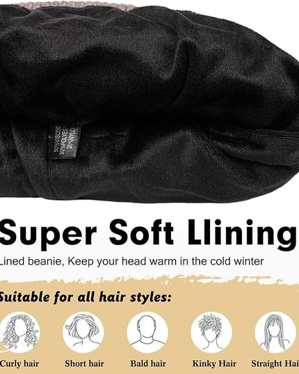 Wmcaps Winter Beanie for Men Women, Fleece Lined Beanie Soft Warm Knit Hat Ski Stocking Cuffed Cap