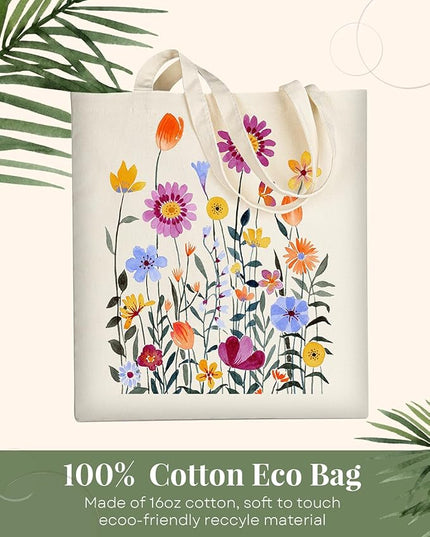 AUSVKAI Canvas Tote Bag for Women, Aesthetic Cute Grocery Grocery Reusable Cotton Gift Bag for Shooping Beach Trendy Gifts