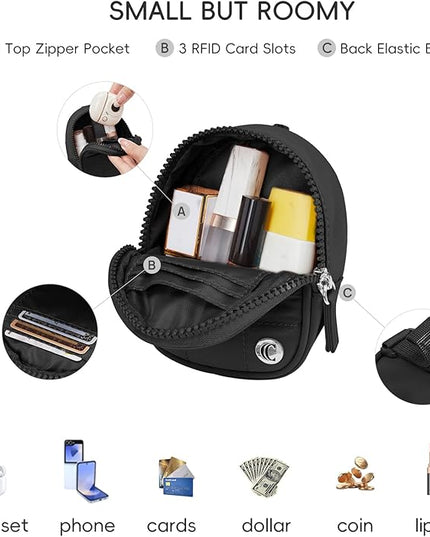 CLUCI Mini Backpack Keychain Wallet Small Change Quilted Coin Purse Cute Puffer Wristlet Pouch with 3 RFID Card Slots