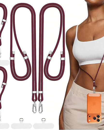 4-IN-1 Phone Lanyard + Wrist Strap, 2PCS Adjustable Length Cell Phone Lanyard with 2 Tether Tabs for iPhone,Smartphones
