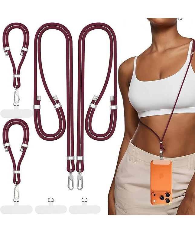 4-IN-1 Phone Lanyard + Wrist Strap, 2PCS Adjustable Length Cell Phone Lanyard with 2 Tether Tabs for iPhone,Smartphones