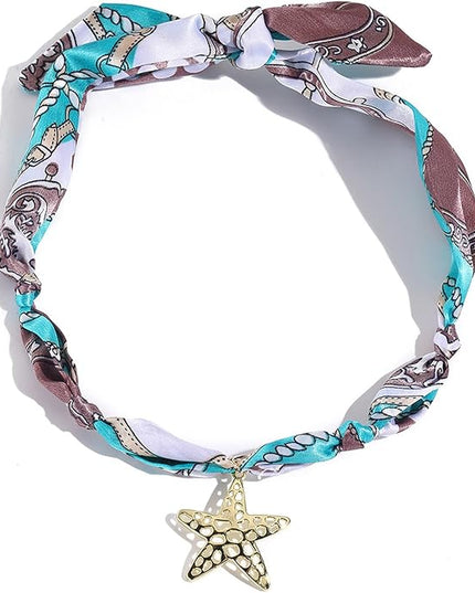 HETICA Scarf Necklace for Women Silk Western Charm Necklaces Fashion Accessory Jewelry Gift
