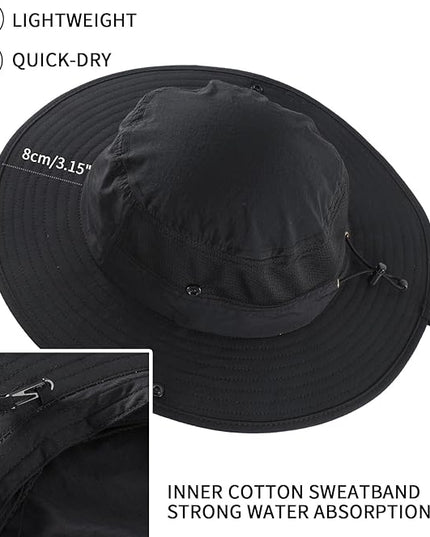 Home Prefer UPF50+ Mens Sun Hat Wide Brim Womens UV Protection Beach Bucket Hat for Fishing Hiking Snap Up Cowboy Hat